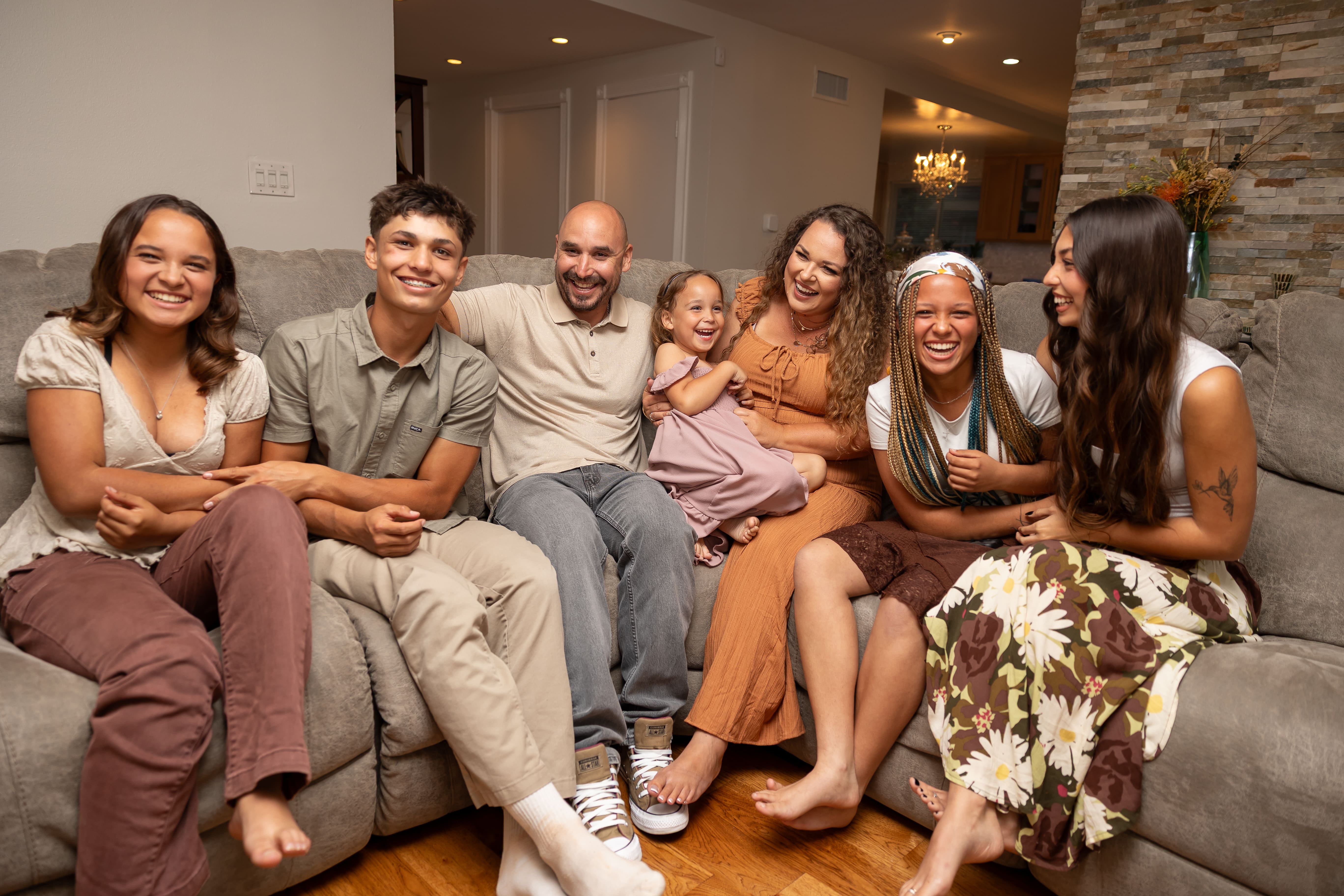 The family together in their living room